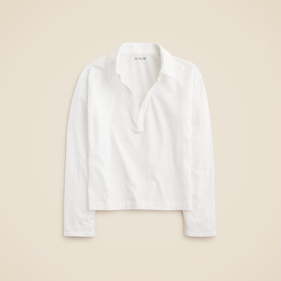 J. Crew Tops - NWT!!! J. CREW Vintage Jersey Johnny Collar Shirt Solid White Pullover Medium